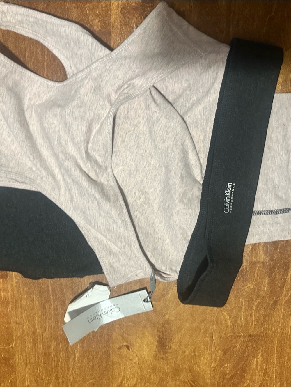 Calvin Klein Taupe and Black Racerback Sports Bra